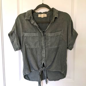 Cloth & Stone Tie Front Button Up Short Sleeve
